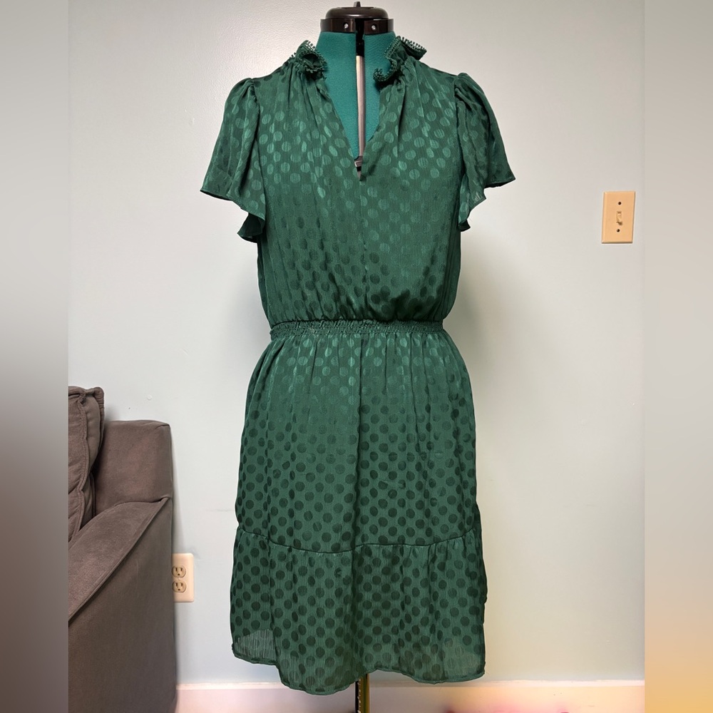 Max Studio Green Flutter Sleeve Midi Dress